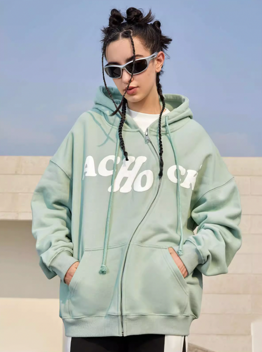 Achock S Zipper Logo Bubble Print Hoodie
