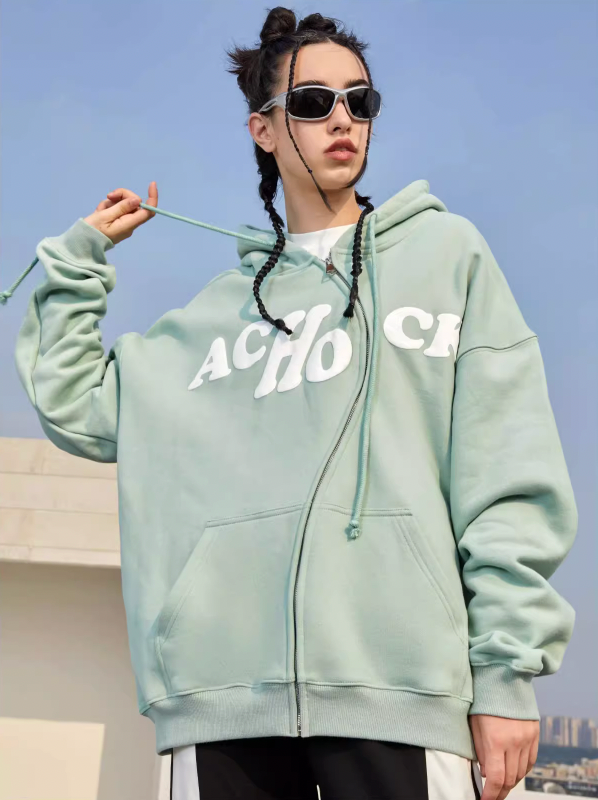 Achock S Zipper Logo Bubble Print Hoodie