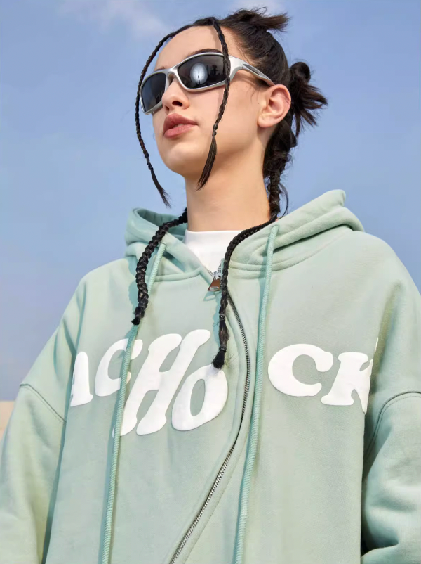 Achock S Zipper Logo Bubble Print Hoodie