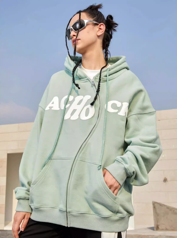 Achock S Zipper Logo Bubble Print Hoodie