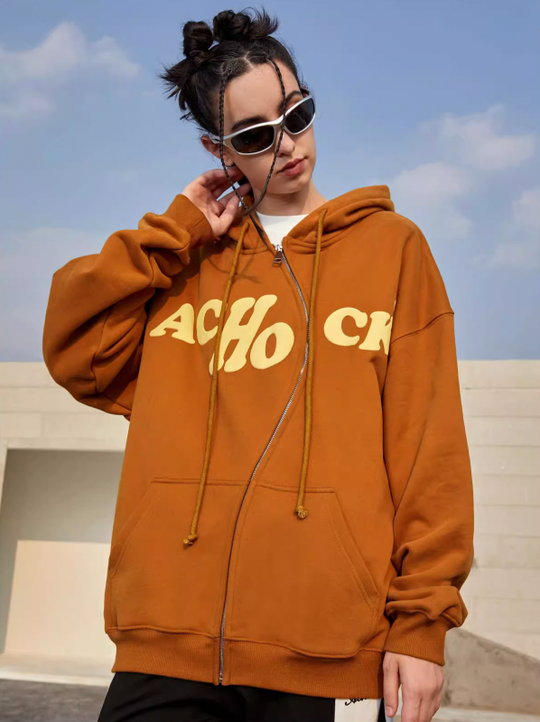 Achock S Zipper Logo Bubble Print Hoodie