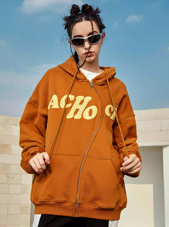 Achock S Zipper Logo Bubble Print Hoodie