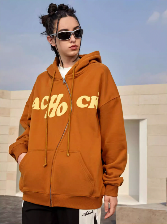 Achock S Zipper Logo Bubble Print Hoodie