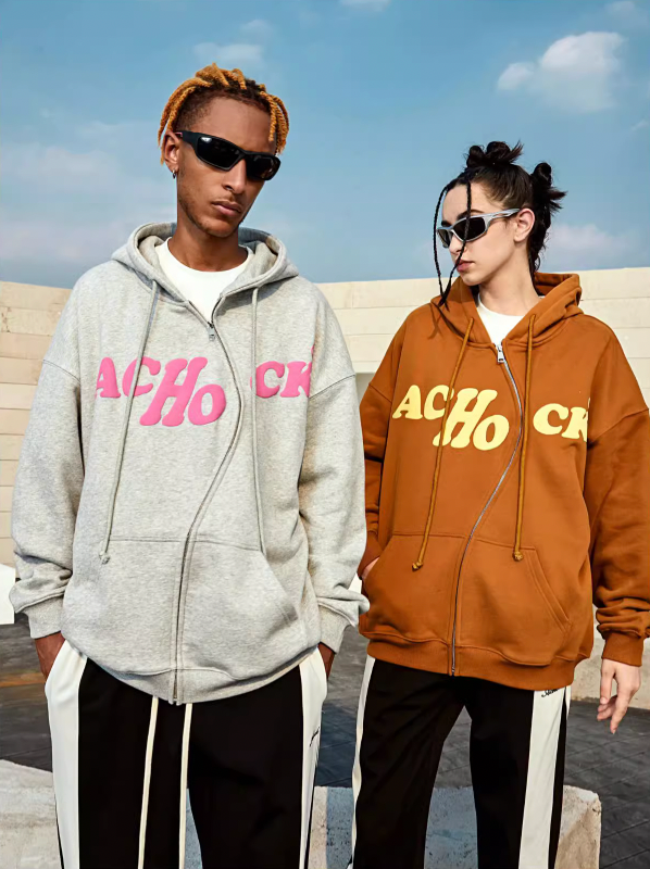 Achock S Zipper Logo Bubble Print Hoodie
