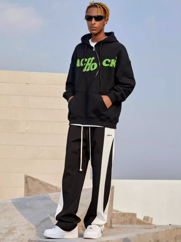 Achock S Zipper Logo Bubble Print Hoodie