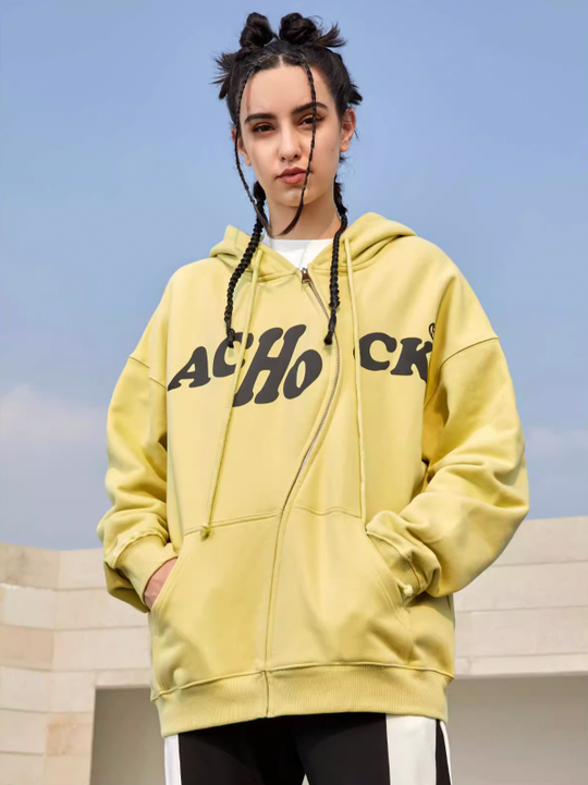 Achock S Zipper Logo Bubble Print Hoodie