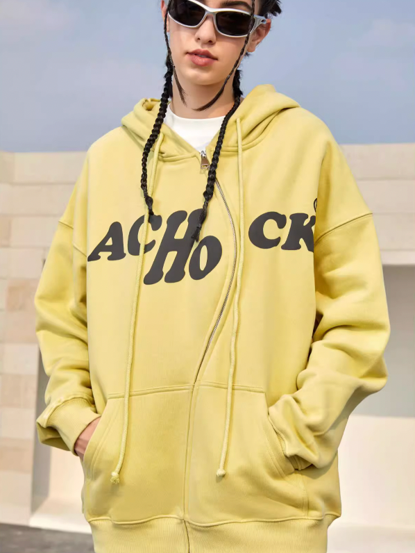 Achock S Zipper Logo Bubble Print Hoodie