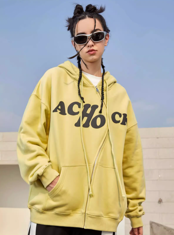 Achock S Zipper Logo Bubble Print Hoodie
