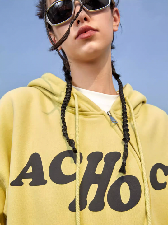 Achock S Zipper Logo Bubble Print Hoodie