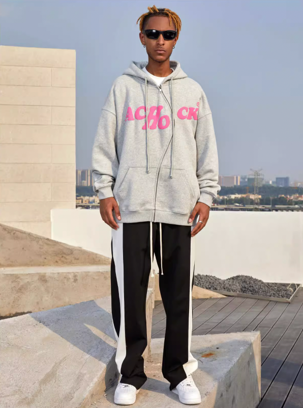 Achock S Zipper Logo Bubble Print Hoodie