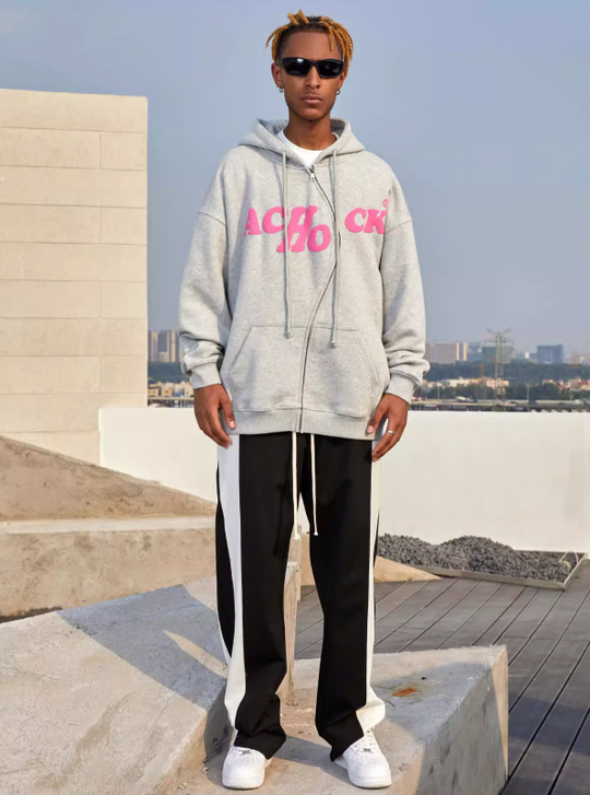 Achock S Zipper Logo Bubble Print Hoodie