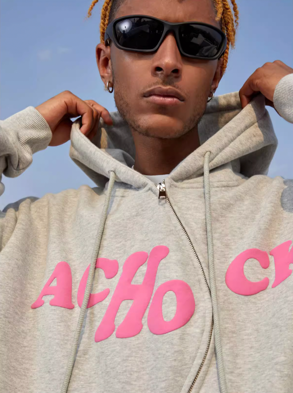 Achock S Zipper Logo Bubble Print Hoodie