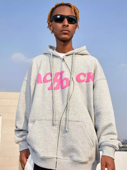 Achock S Zipper Logo Bubble Print Hoodie