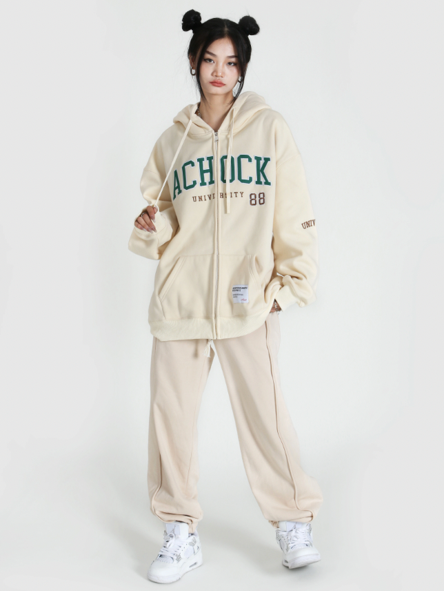 Achock Logo Apricot Zipper Hoodie