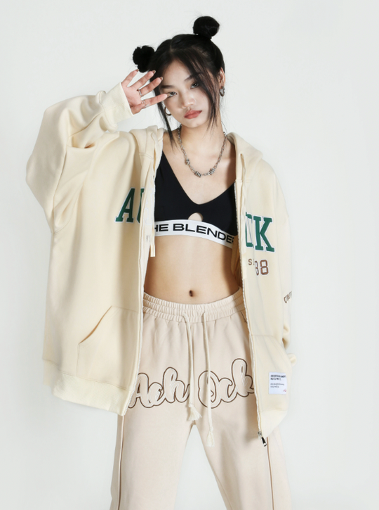 Achock Logo Apricot Zipper Hoodie