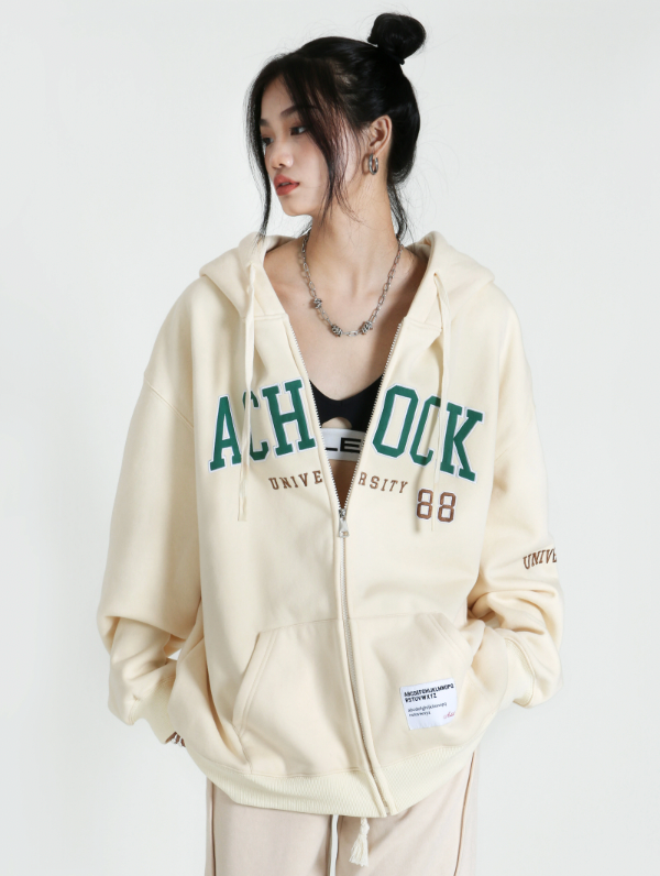 Achock Logo Apricot Zipper Hoodie