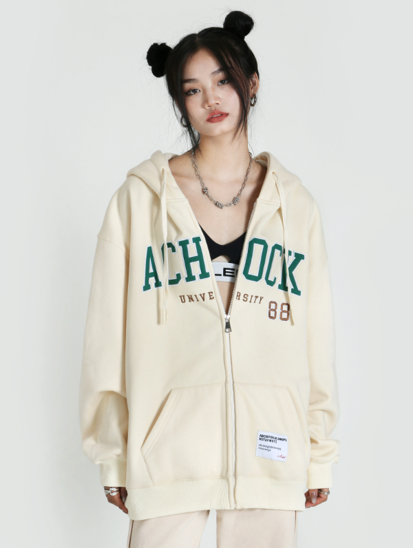 Achock Logo Apricot Zipper Hoodie