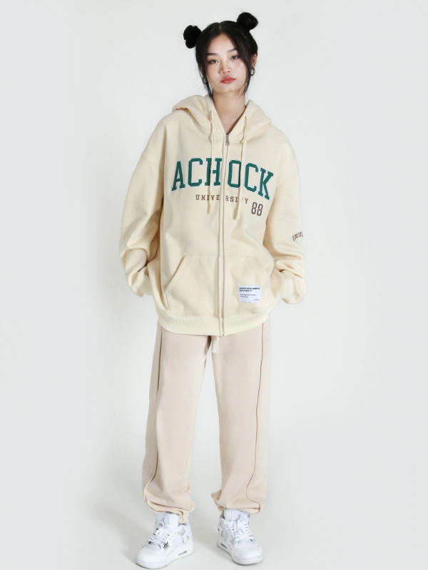 Achock Logo Apricot Zipper Hoodie