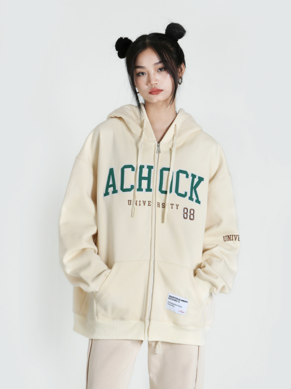 Achock Logo Apricot Zipper Hoodie