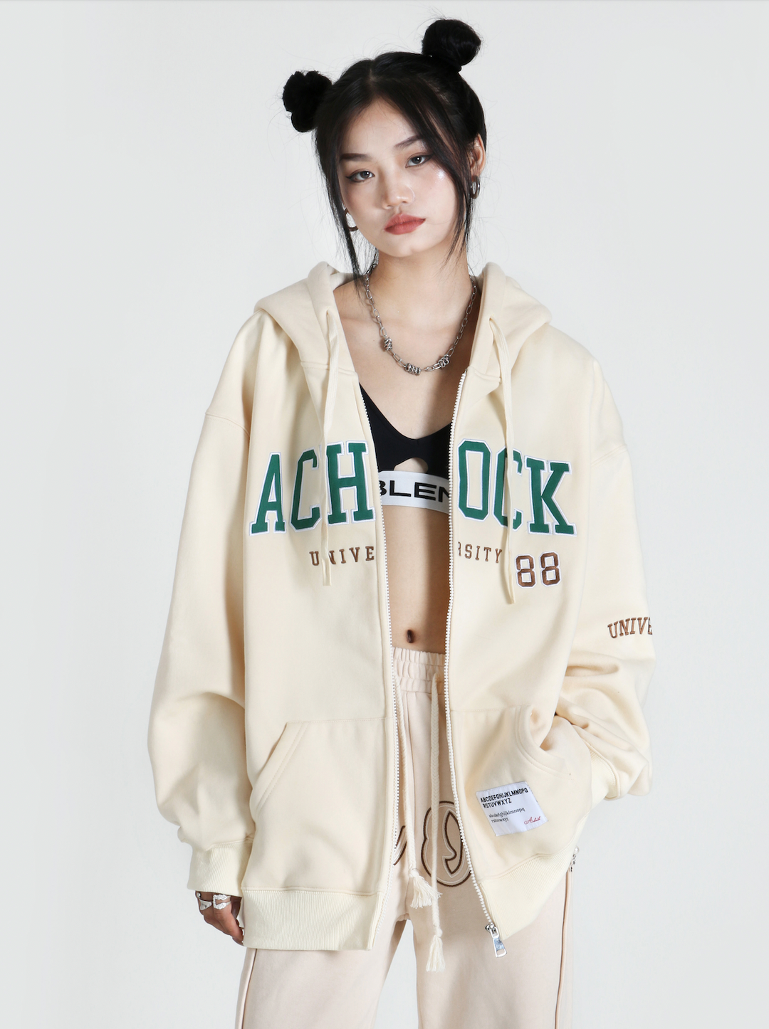 Achock Logo Apricot Zipper Hoodie