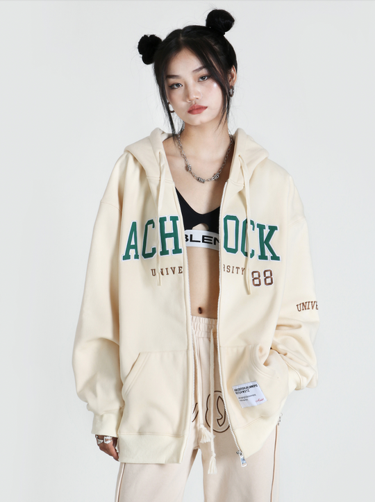 Achock Logo Apricot Zipper Hoodie