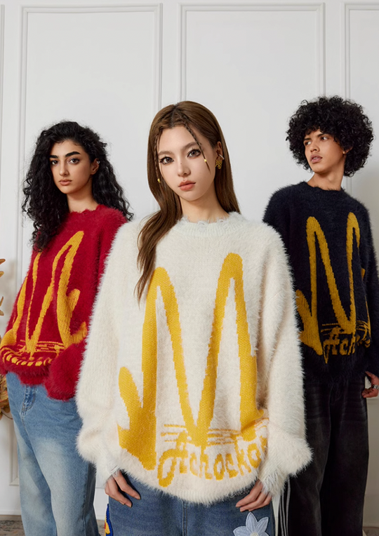 Achock M Letter Knit Sweater