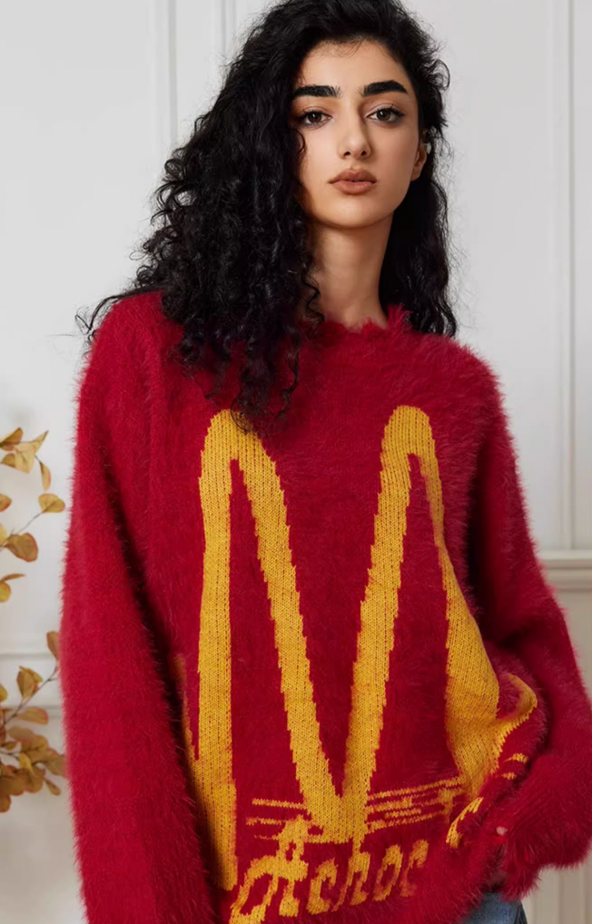 Achock M Letter Knit Sweater
