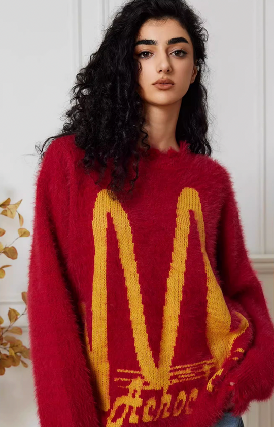 Achock M Letter Knit Sweater