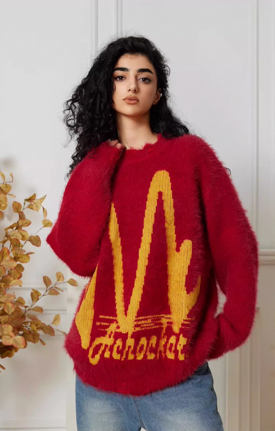 Achock M Letter Knit Sweater