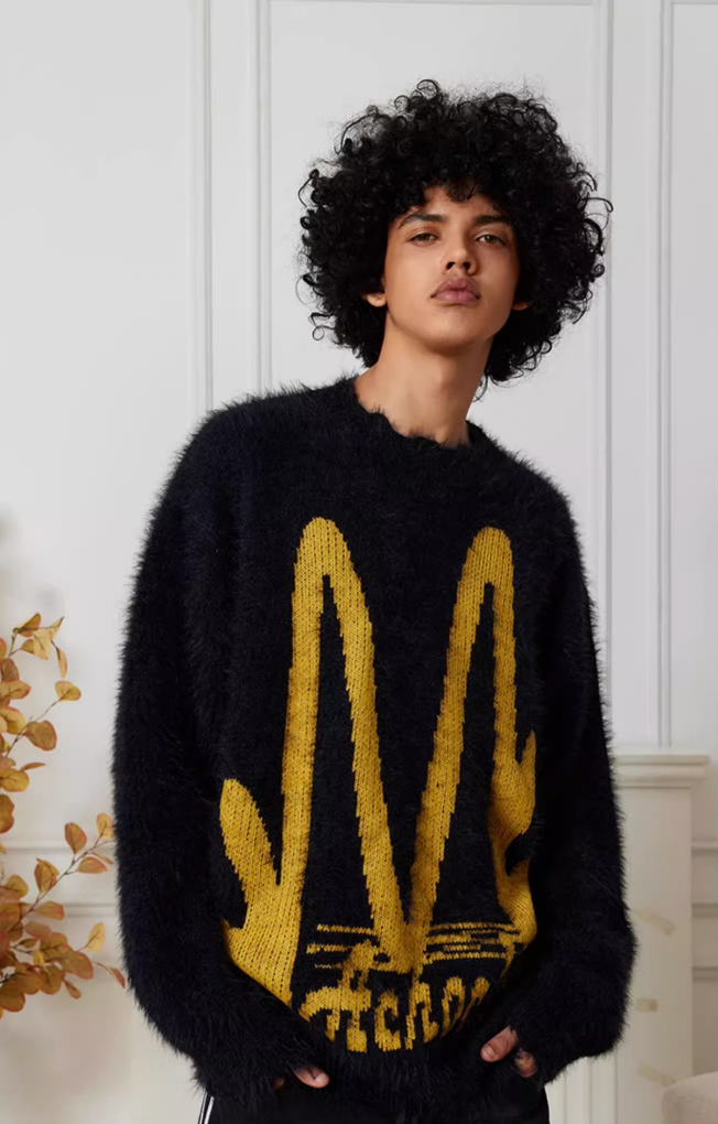 Achock M Letter Knit Sweater