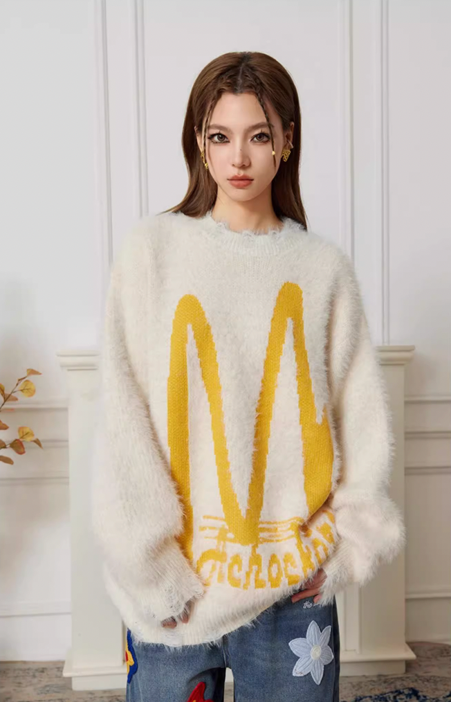 Achock M Letter Knit Sweater