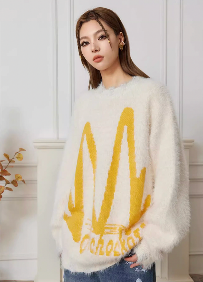 Achock M Letter Knit Sweater