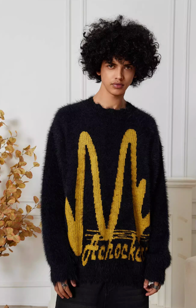 Achock M Letter Knit Sweater