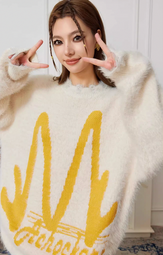Achock M Letter Knit Sweater