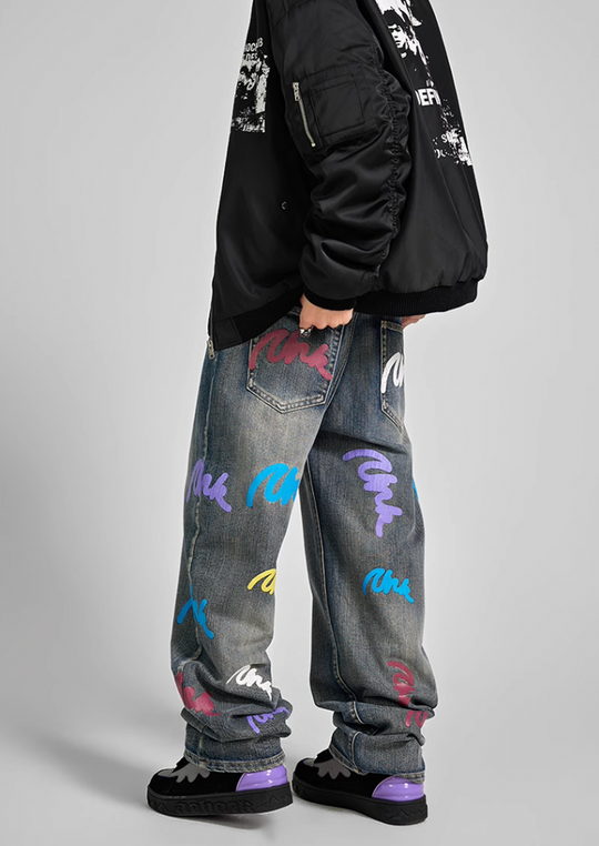 Achock Colorful Bubble Print Denim Jeans | Face 3 Face