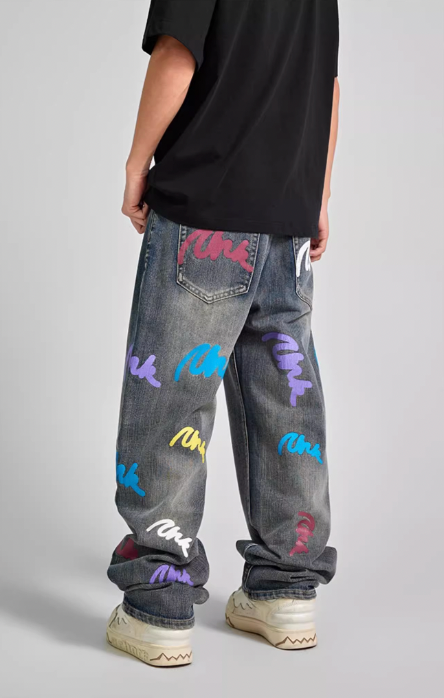 Achock Colorful Bubble Print Denim Jeans | Face 3 Face