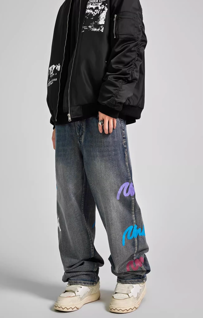 Achock Colorful Bubble Print Denim Jeans | Face 3 Face