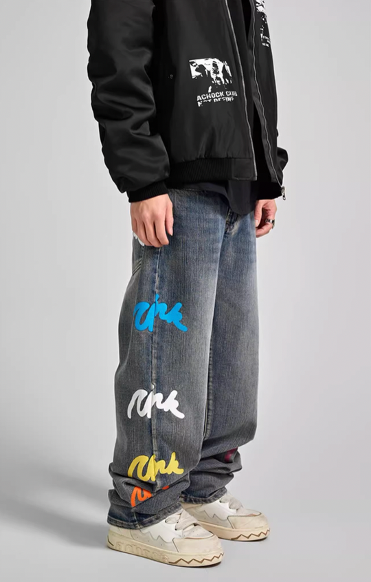 Achock Colorful Bubble Print Denim Jeans | Face 3 Face