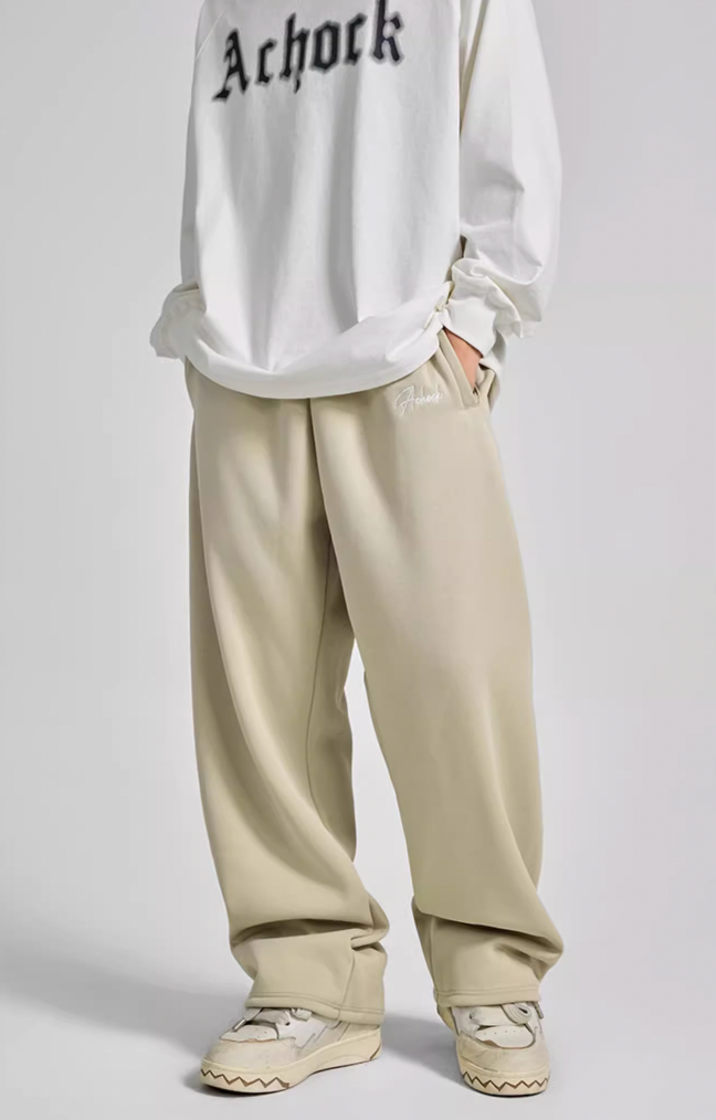 Achock Logo Embroidery Basic Sports Sweat Pants