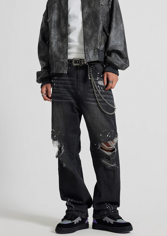 Achock Ripped Washed Vintage Denim Jeans
