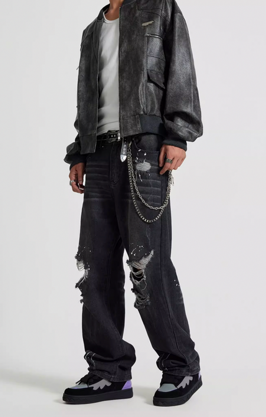 Achock Ripped Washed Vintage Denim Jeans