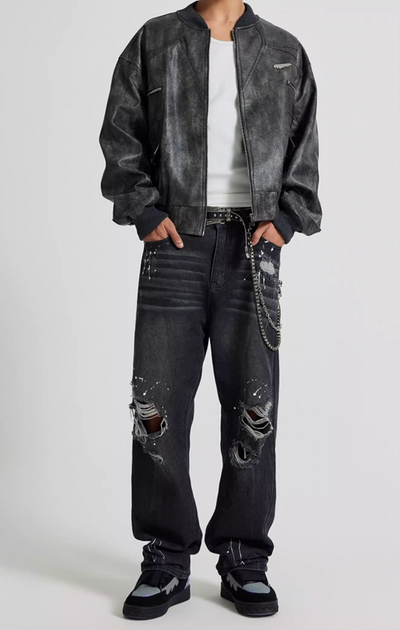 Achock Ripped Washed Vintage Denim Jeans