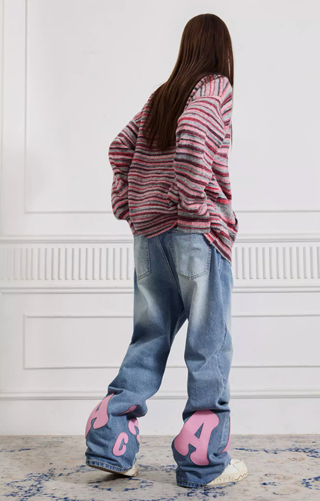 Achock Heavy Embroidered Micro Flare Denim Jeans | Face 3 Face