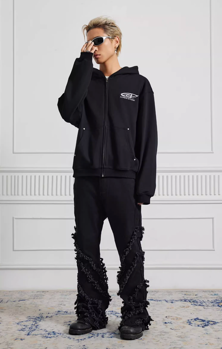 Achock Heavyweight Fringe Micro Flare Denim Jeans | Face 3 Face