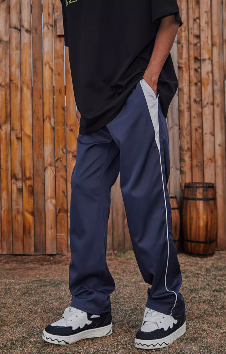 Best Achock Contrast Line Silky Straight Pants | Face 3 Face