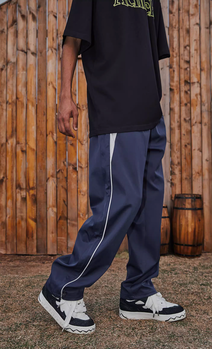 Best Achock Contrast Line Silky Straight Pants | Face 3 Face