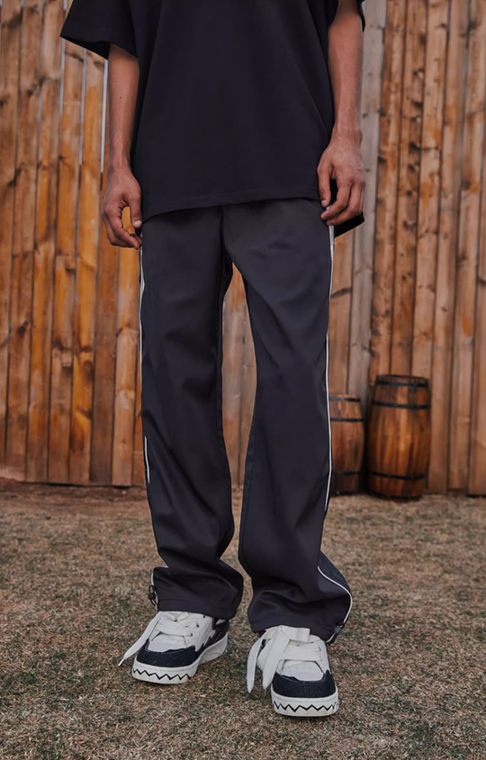 Best Achock Contrast Line Silky Straight Pants | Face 3 Face