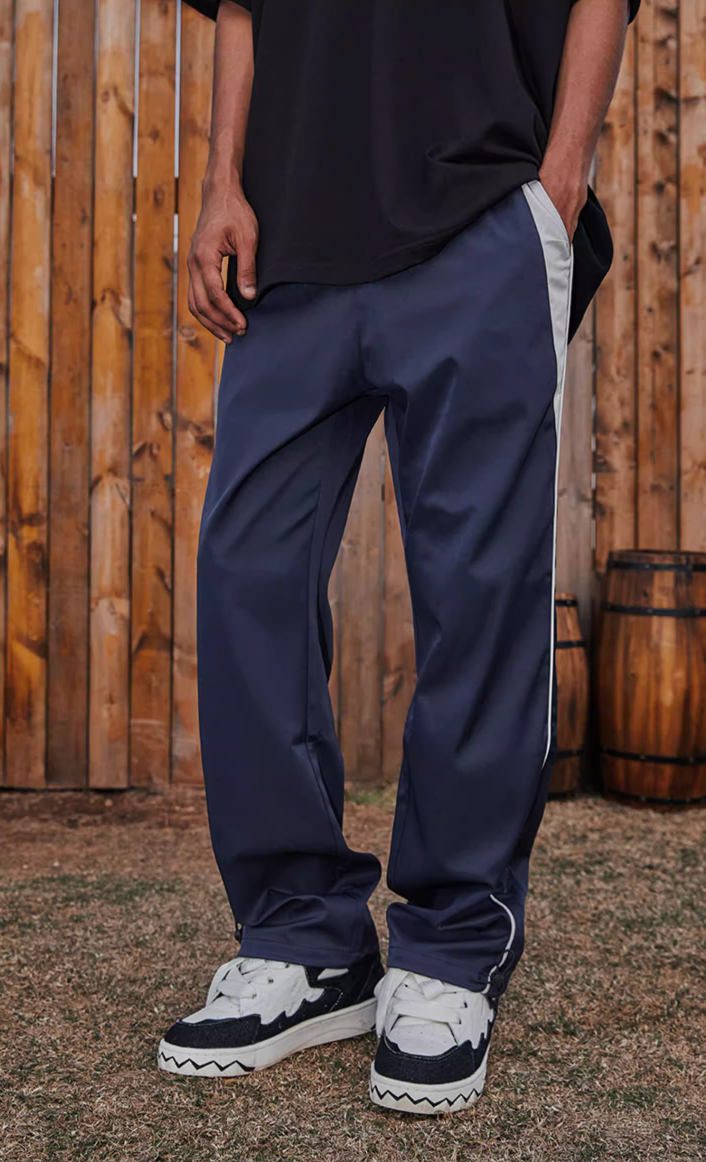 Best Achock Contrast Line Silky Straight Pants | Face 3 Face