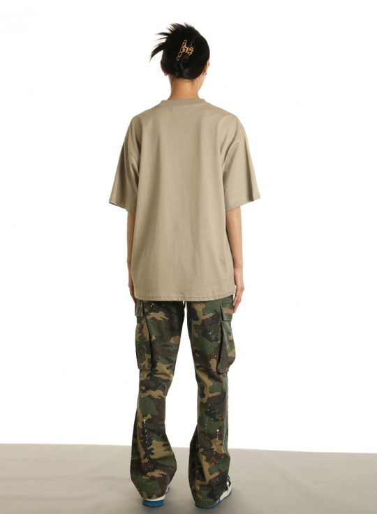 Achock Ink Splash Camouflage Micro Flare Work Pants