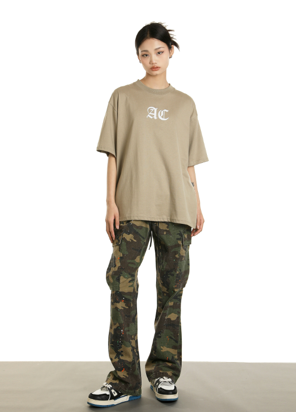 Achock Ink Splash Camouflage Micro Flare Work Pants